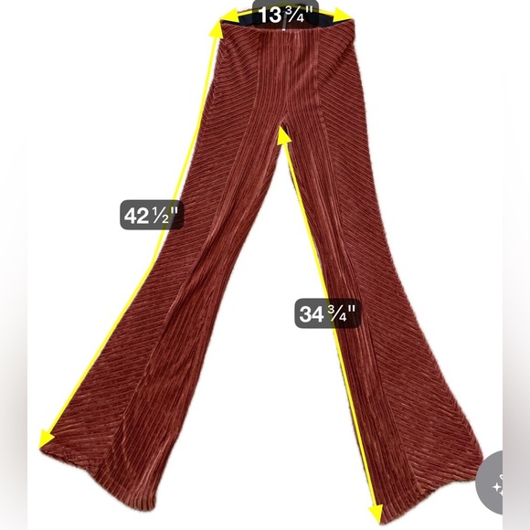 Free People Ribbed Knit Flare Pants Rust Boho Festival Retro 70’s High Rise XS - Picture 6 of 11